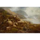 Robert Watson, SHEEP GRAZING ON A HILLSIDE, oil on canvas