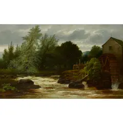 William Beattie-Brown, THE MILL RACE ON THE TEITH, PERTHSHIRE, oil on canvas