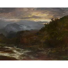 Samuel Bough, A MOUNTAIN STREAM BY MOONLIGHT, oil on canvas