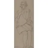 James Cowie, STUDY OF A SCHOOLGIRL, pencil on buff paper