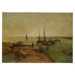 Robert Weir Allan, ON THE HARBOUR QUAY, oil on canvas