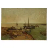 Robert Weir Allan, ON THE HARBOUR QUAY, oil on canvas