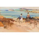 William Russell Flint, A ROUGH BEACH, MORVERN, watercolour