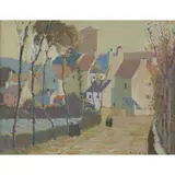 James Beattie Michie, A VILLAGE STREET, FRANCE, oil on panel