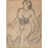 Margaret Morris, DIVA, Charcoal on brown paper