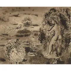 John Maxwell, METAMORPHOSIS, ink wash on buff paper