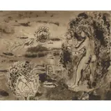 John Maxwell, METAMORPHOSIS, ink wash on buff paper
