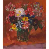 Mary Nicol Neill Armour, FLOWERS WITH DARK RED ROSES