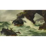 Peter Graham, WAVES BREAKING ON A ROCKY COAST, oil on canvas