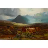 Louis Bosworth Hurt, HIGHLAND CATTLE IN A MOUNTAIN GLEN