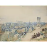 David Roberts, A PANORAMIC VIEW OF EDINBURGH FROM CALTON HILL, watercolour