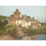 David Gauld, A RIVERSIDE TOWN, NORMANDY, oil on canvas