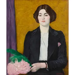 William Strang, GIRL WITH FAN, oil on canvas