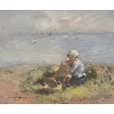 Robert Gemmell Hutchison, AMONGST THE BENTS, oil on board