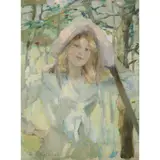 Elizabeth MacNicol, THE LILAC SUNBONNET, oil on canvas