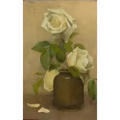 Thomas Millie Dow, STILL LIFE OF YELLOW ROSES, oil on board