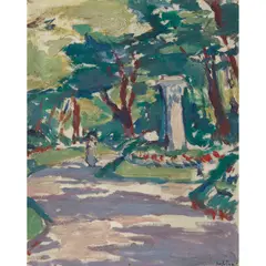 Samuel Peploe, LUXEMBOURG GARDENS, PARIS, oil on board