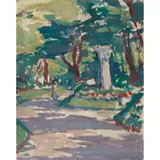 Samuel Peploe, LUXEMBOURG GARDENS, PARIS, oil on board