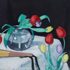 Samuel Peploe, STILL LIFE WITH TULIPS, oil on canvas