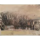 Joan Eardley, LANDSCAPE WITH TREES, pastel