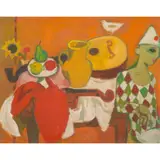 Alberto Morrocco, CLOWN WITH LUTE AND PIGEON