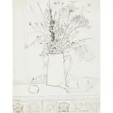 David McClure, HEDGEROW GATHERINGS ON THE DRESSER, Ink on paper
