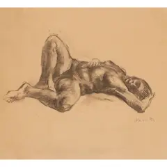 Nicola Hicks, NUDE, 1992, charcoal on brown paper