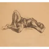 Nicola Hicks, NUDE, 1992, charcoal on brown paper