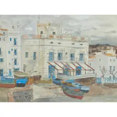 David McClure, CADAQUES, 1953, pencil and watercolour