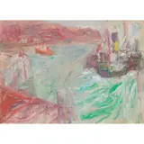 David McClure, BOAT IN MILPORT HARBOUR, Mixed media