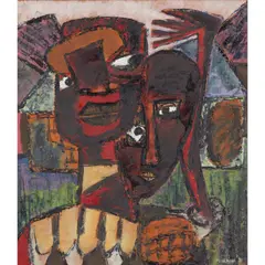 Muraina Oyelami, VILLAGE NATIVE DOCTOR -1971, oil on board