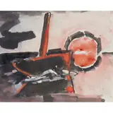Josef Herman, SAILBOAT AND SUNSET, Pen and ink and watercolour