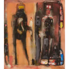 TWO KINGS by Robin Philipson, 1958, watercolour, sold Aug 2023