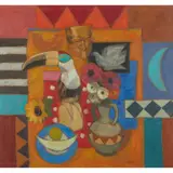 Jack Morrocco, STILL-LIFE ARRANGEMENT WITH TOUCAN, 2000, oil on canvas