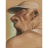 Peter Howson, HEAD STUDY, pastel on brown paper