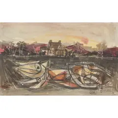 Roy Turner Durrant, AUTUMNAL LANDSCAPE, ink and watercolour