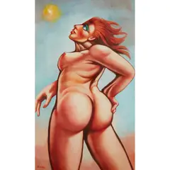 RED-HAIRED WOMAN by Peter Howson, oil on canvas, sold Aug 2023