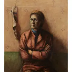 Mark I'Anson, LAUNDRY DAY CONTEMPLATION, Oil on board
