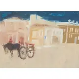Elizabeth Blackadder, HORSE AND HOUSES, AEGINA, 1964, pastel and watercolour