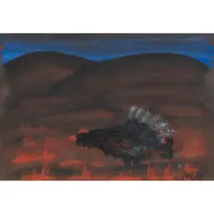 Jack Knox, BLACK COCK, pastel on black paper