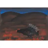 Jack Knox, BLACK COCK, pastel on black paper