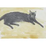 Elizabeth Blackadder, BLACK CAT, Lithograph, Proof, aside from the edition of 75