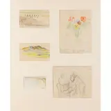 Gluck, Five Studies, circa 1968-70, pencil and coloured crayons