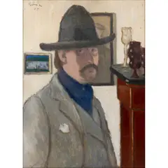 József Rippl-Rónai, Man in a Pointed Hat, probably a Self-Portrait, 1905, oil on cardboard