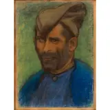 József Rippl-Rónai, Portrait of a Young Man Wearing a Cap, pastel on paper