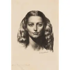 Gerald Brockhurst, Head of a Girl (Dorette), 1942 (Fletcher L1), and titled in pencil (lower left), lithograph on wove paper