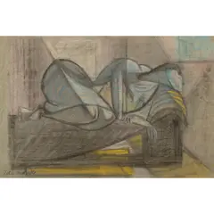 John Melville, Reclining Figure, charcoal and pastel on paper