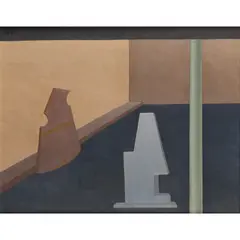 Albert Reuss, Sculptural Forms in a Room, 1960, oil on canvas