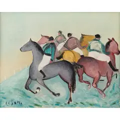 Giuseppi Cesetti, The Horse Race, oil on canvas