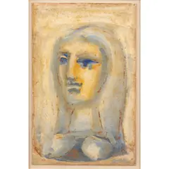 Cecil Collins, Head, 1976, oil on cardboard